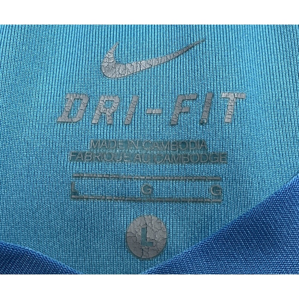 Nike Dri Fit Blue Short Sleeve V-neck Sport Shirt Size L - Picture 4 of 6